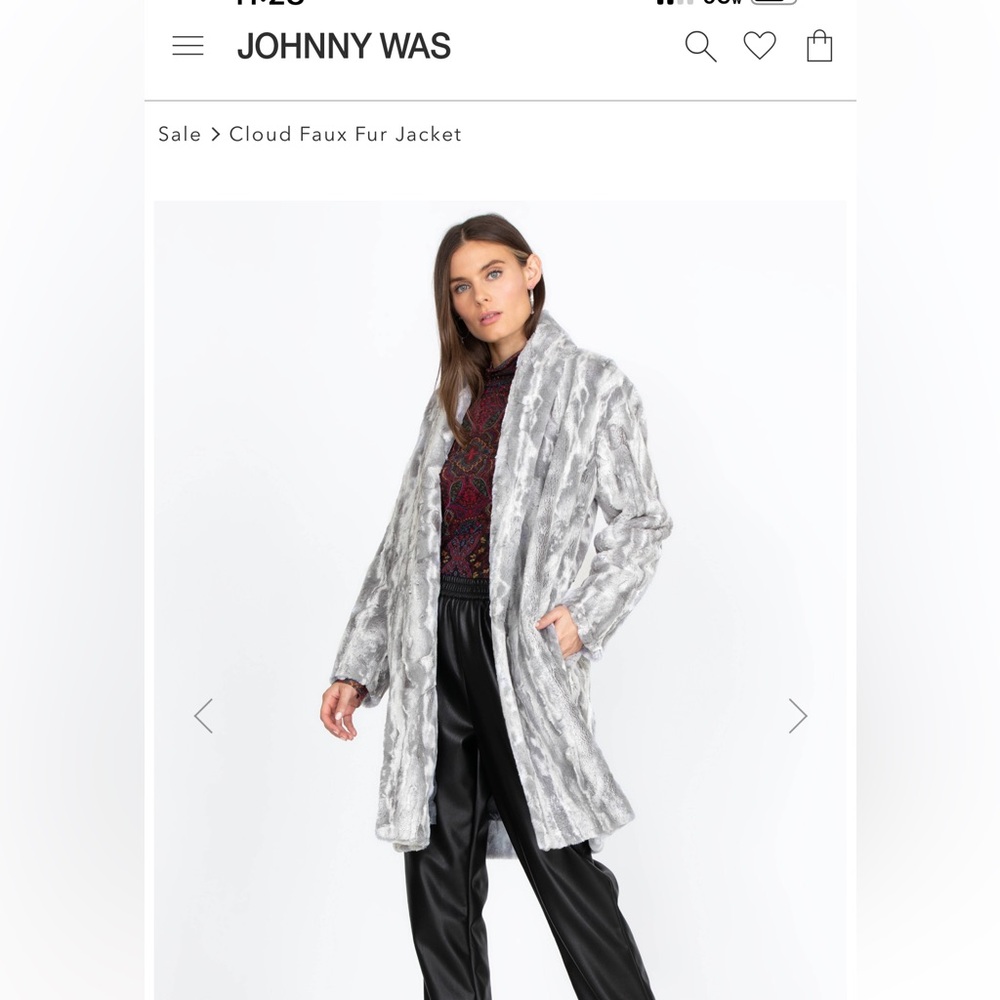 NWOT Johnny Was Biya 3J Workshop JWLA Faux Fur Cloud Jacket Coat